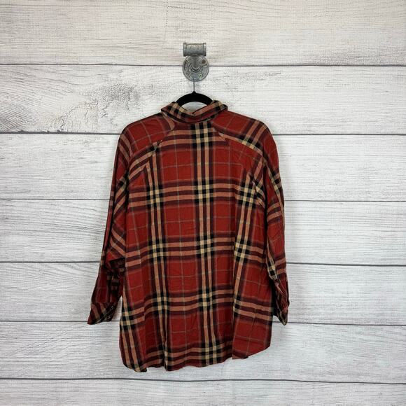 Flawless Plus Size Rust Plaid Button Up Flannel Top Size Large - Picture 8 of 9